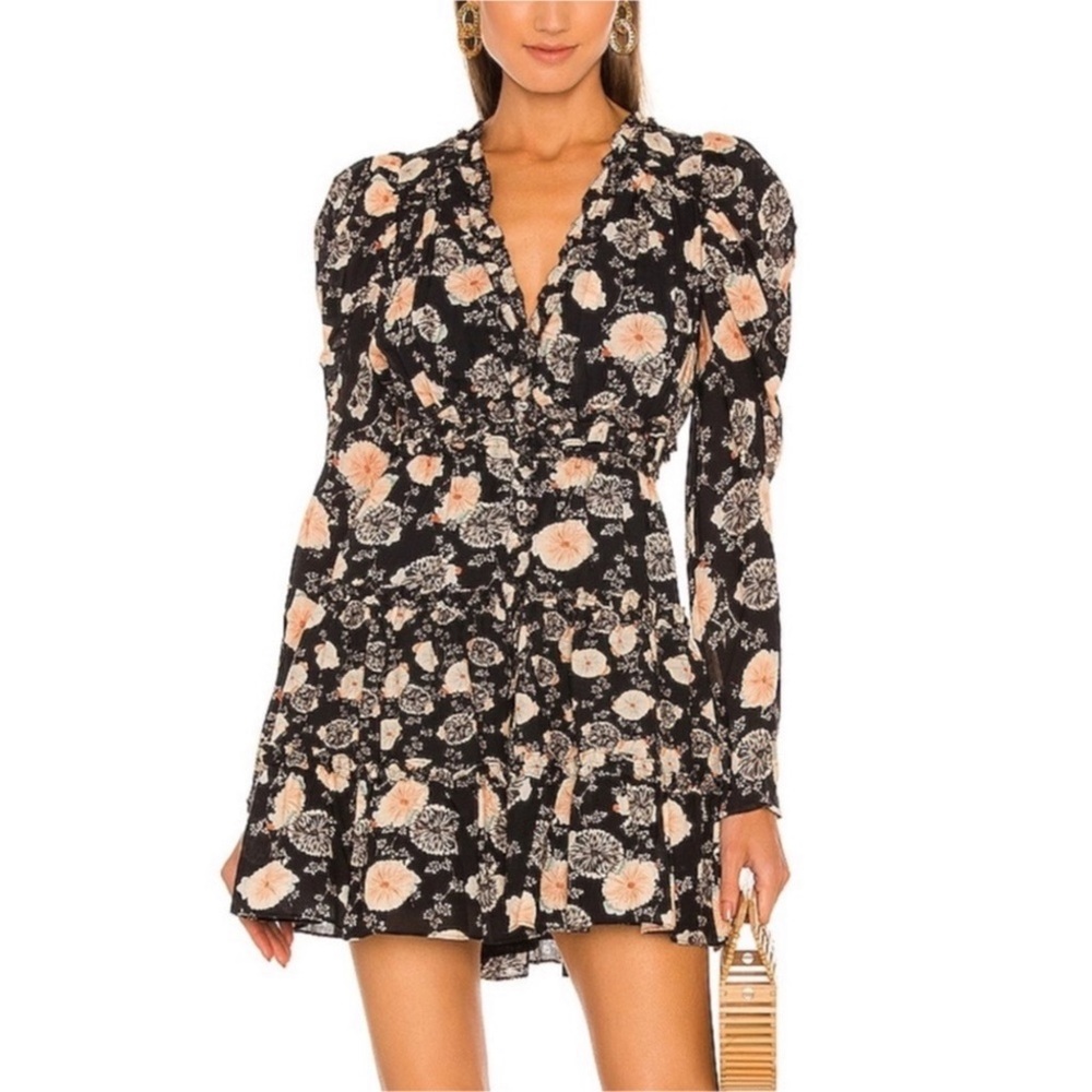 ULLA JOHNSON Winsor Mini Dress in Noir Sz 8